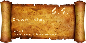 Oravan Ixion névjegykártya